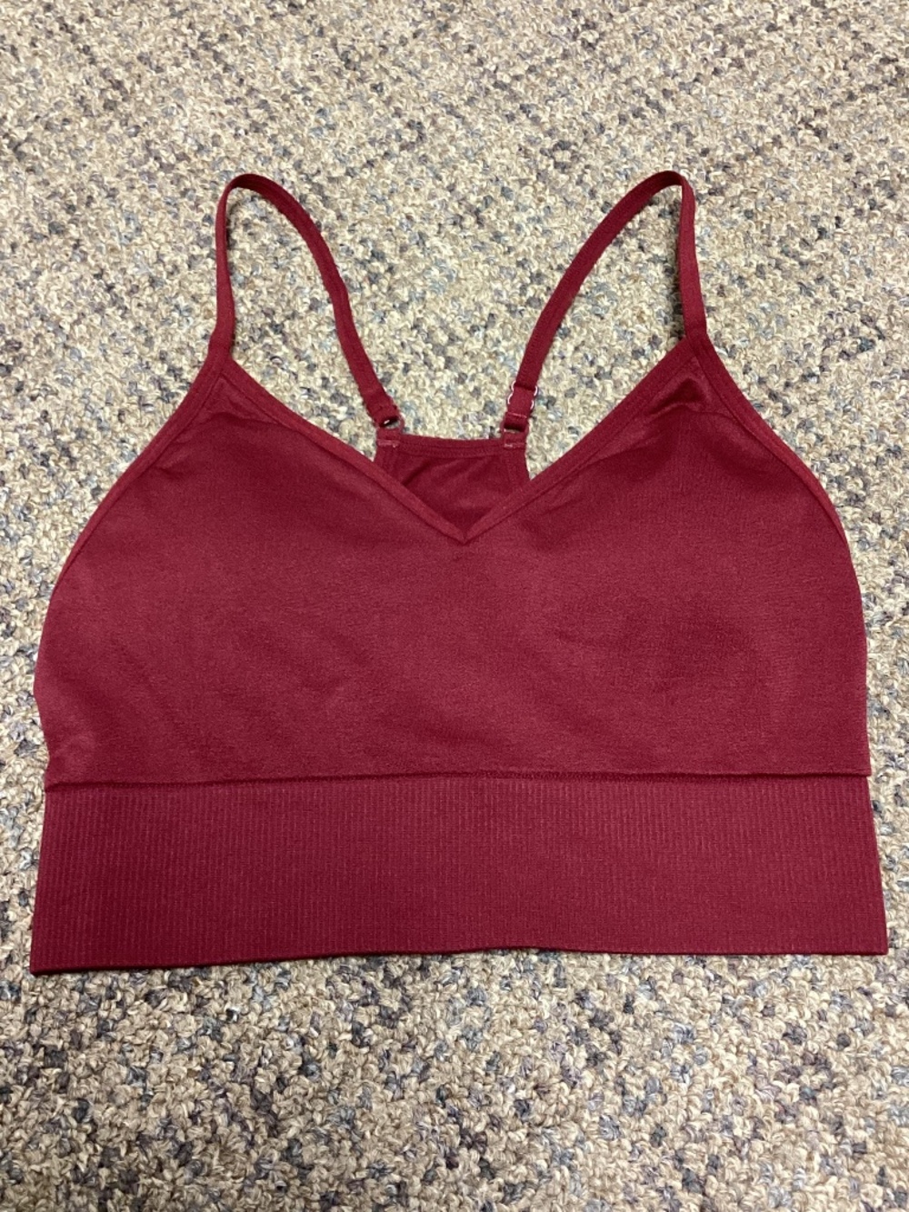 PINK Sport Victoria’s Secret Burgundy Seamless V-Neck Padded Bralette Size XS